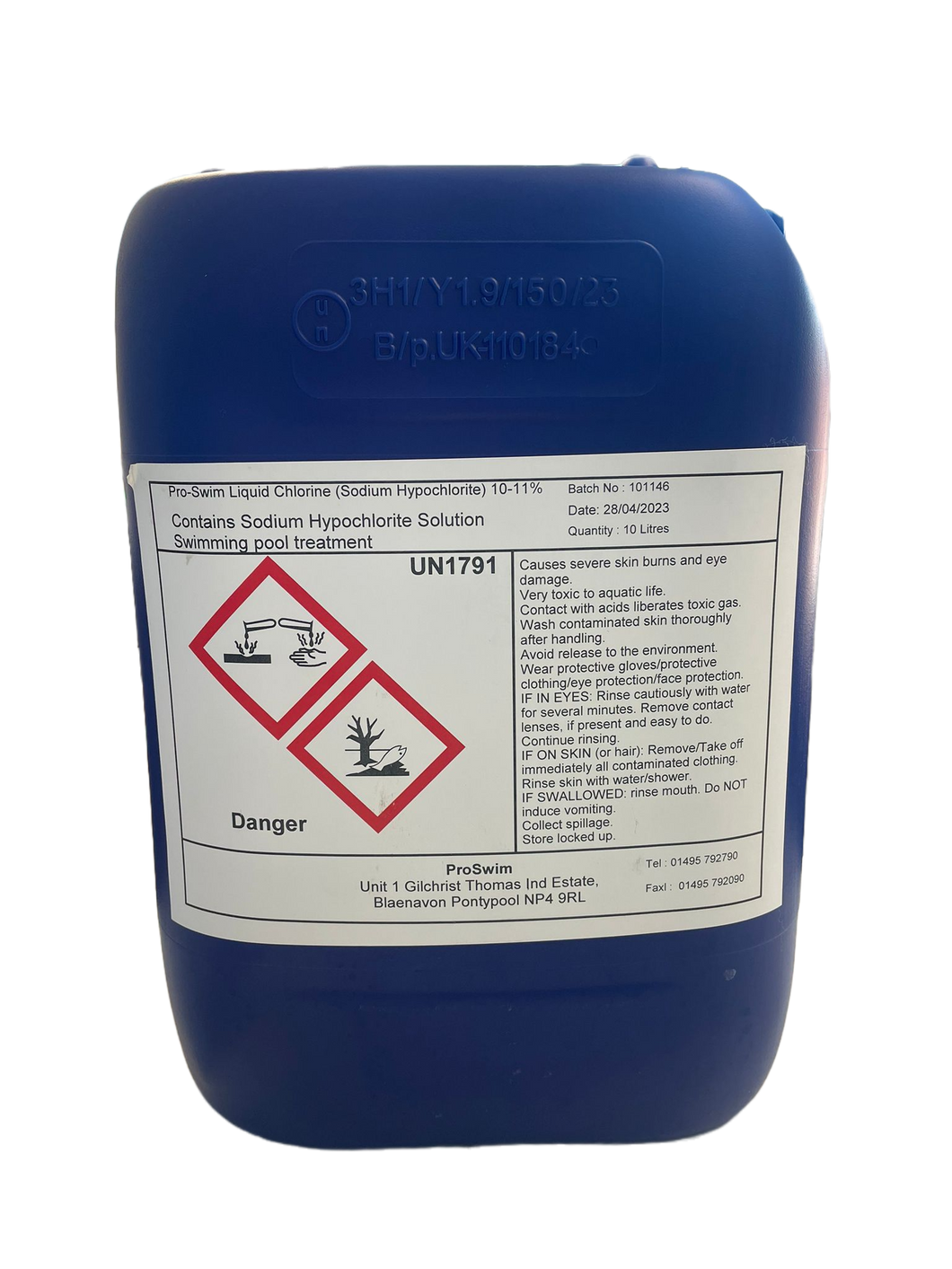 Liquid Chlorine (Sodium Hypochlorite) 10ltr